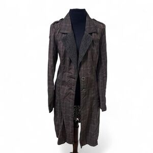 Free People Plaid and Lace Trench Coat